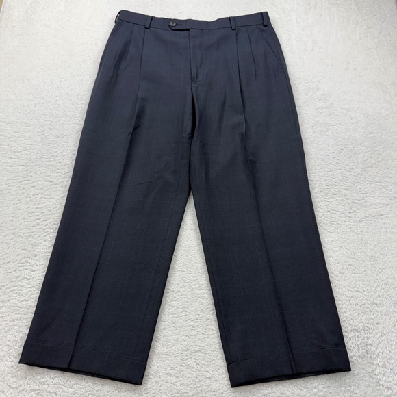 Brooks Brothers Other - Brooks Brothers 346 Mens Wool Blend Stretch Dress Pants Pleated Gray Plaid 34x26
